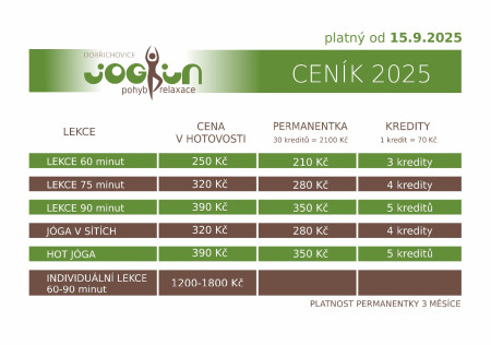 CENÍK PLATNÝ OD 15.9.2025